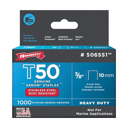 Smart Home Arrow Fastener 506SS1 Heavy Duty T50 Stainless Steel Staples Collection