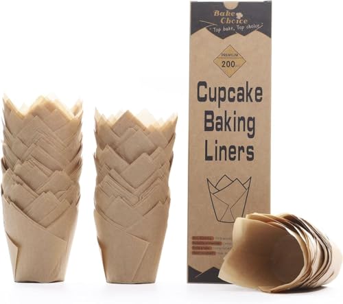 Smart Home Bake Choice 200pcs Natural Tulip Cupcake Liners for Baking