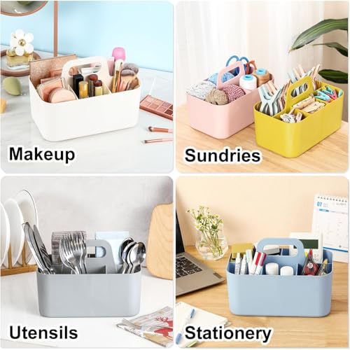 Classic Multiuse Caddy Organizer with Handle, Portable Divided Plastic Tote Bin Collection